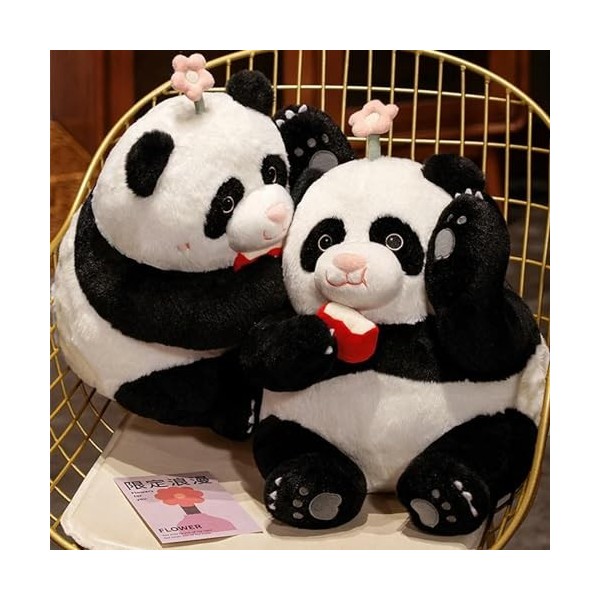 EacTEL Poupée Panda Tenant de la Nourriture Dessin animé Animal Panda Peluche Enfants Cadeau Anniversaire Cadeau de Noël 33cm