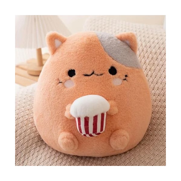 EacTEL Mignon Dessin animé Vache Chat Peluche poupée crème glacée Fraise Moelleux Vache Chat Rond Moelleux Sieste Oreiller Ca