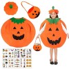 Byhsoep Costume Citrouille Enfant, Deguisement Halloween Citrouille Enfant avec Sacs de Citrouille et 10 Tatouages dHallowee