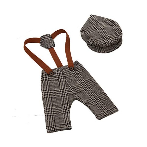 TOYANDONA Bébé Photographie Accessoires Plaid Porte-Jarretelles Bonnet avec Visière Ensemble Costume Bébé Robes pour Filles G