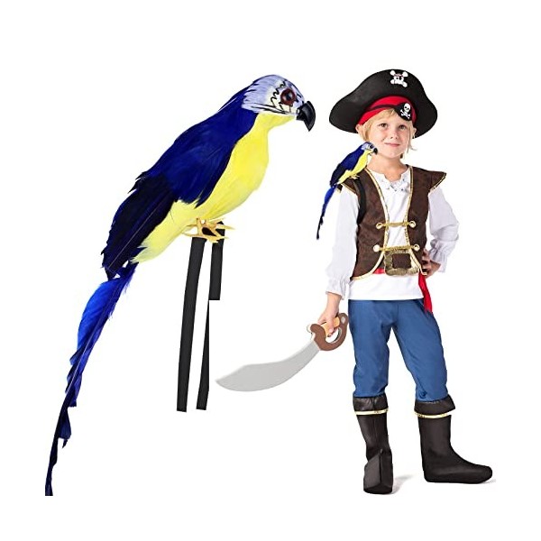 Kavoc Perroquet pirate dHalloween sur lépaule - 25,4 cm - Taille réelle - Accessoire de déguisement pour la Saint Patrick, 