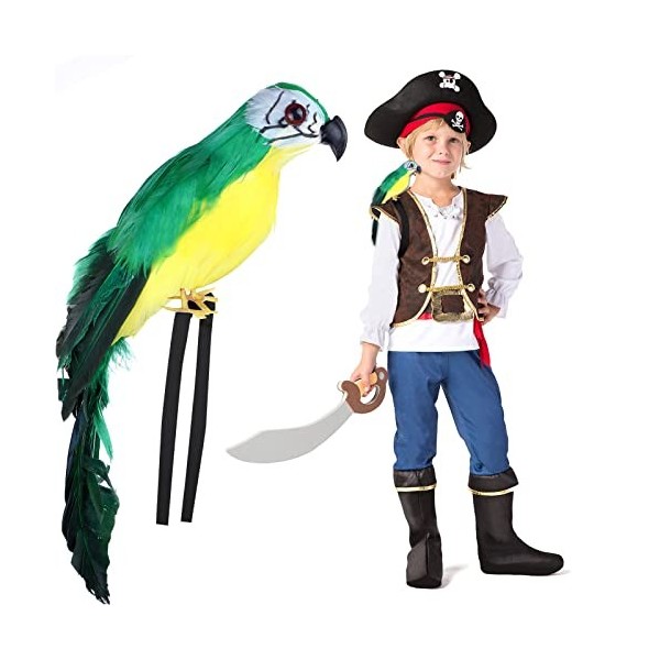 Kavoc Perroquet pirate dHalloween sur lépaule - 25,4 cm - Taille réelle - Accessoire de déguisement pour la Saint Patrick, 