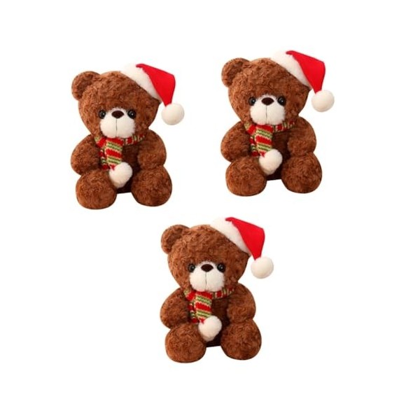 Toyvian 3 Pièces Ours De Noël Mignon Animal en Peluche Animal en Peluche De Noël Poupée en Peluche Ours en Peluche De Noël Ou