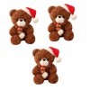 Toyvian 3 Pièces Ours De Noël Mignon Animal en Peluche Animal en Peluche De Noël Poupée en Peluche Ours en Peluche De Noël Ou