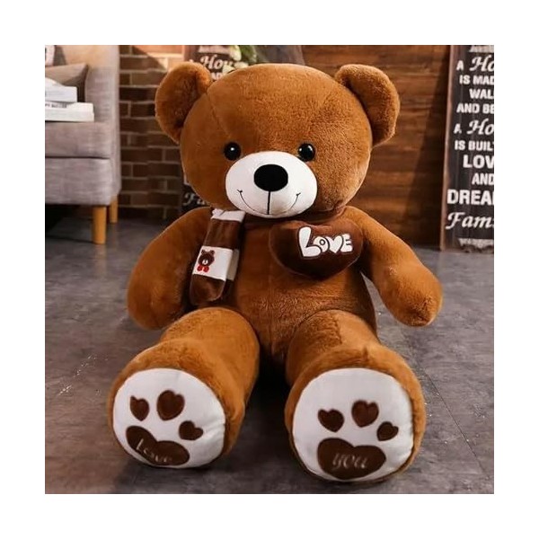 EacTEL Ours en Peluche de Haute qualité avec écharpe en Peluche Animal Ours en Peluche Poupée Oreiller Enfants Anniversaire C