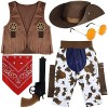 PLULON 8 pièces enfants Cowboy Costume habiller tenue pour garçons chapeau de Cowboy avec bandana pour enfants jeu de rôle fê