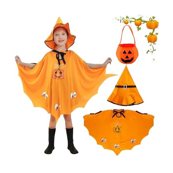 TOPZFL Déguisement Halloween Enfant,Cape de sorcière dHalloween,Sorcière Deguisement,Cape Halloween Deguisement Enfant Pour 