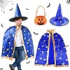 ACTOYS Costume Halloween Enfant, Cape de Sorcier Avec Chapeau et Citrouille Sac de Bonbons, Cape Halloween Enfant, Deguisemen