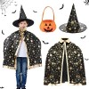 ACTOYS Costume Halloween Enfant, Cape de Sorcier Avec Chapeau et Citrouille Sac de Bonbons, Cape Halloween Enfant, Deguisemen