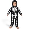 Spooktacular Creations Pyjama squelette unisexe pour bébé, combinaison à capuche noire zippée en peluche, costume dHalloween