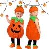 Bibykivn Costume de Citrouille pour Enfant, Déguisement Halloween Citrouille, Déguisement de Pumpkin avec Chapeau, Vêtements,