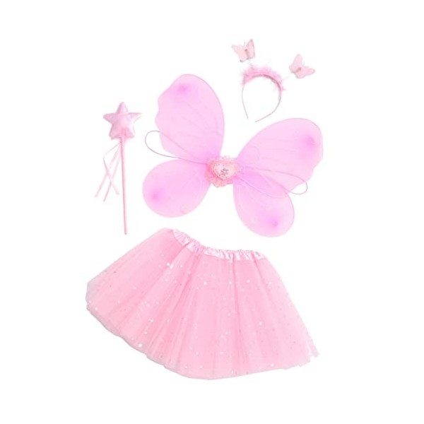 SOIMISS Costume de fée princesse tutu avec robe ailes baguette magique et bandeau Cadeau pour enfant Halloween Dress Up Party