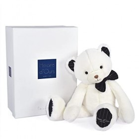 Histoire dOurs - Peluche Ours - Blanc Ivoire et Bleu - 40 cm - Idée Cadeau de Naissance et Anniversaire pour Enfants - Doudo