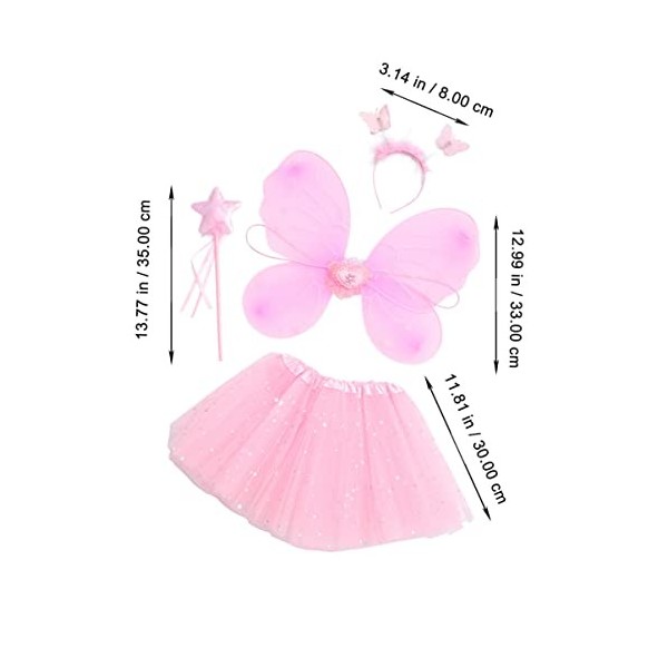 SOIMISS Costume de fée princesse tutu avec robe ailes baguette magique et bandeau Cadeau pour enfant Halloween Dress Up Party