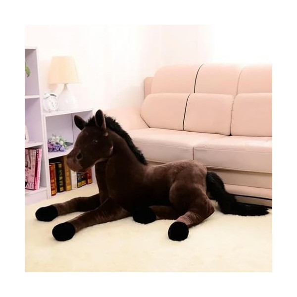 KiLoom Simulation Animal Cheval en Peluche Jouet Couché Cheval Poupée pour Cadeau D’Anniversaire 70cm 2