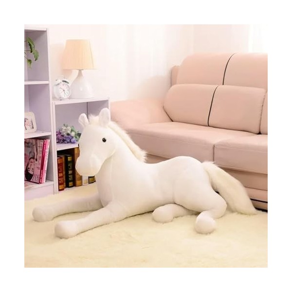 KiLoom Simulation Animal Cheval en Peluche Jouet Couché Cheval Poupée pour Cadeau D’Anniversaire 70cm 2