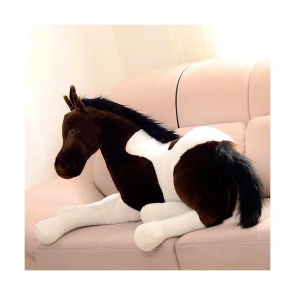 KiLoom Simulation Animal Cheval en Peluche Jouet Couché Cheval Poupée pour Cadeau D’Anniversaire 70cm 2