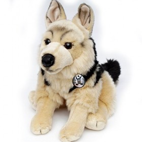 Kuscheltiere.biz Peluche berger allemand RIN TIN TIN TIN assis, Marron/Noir
