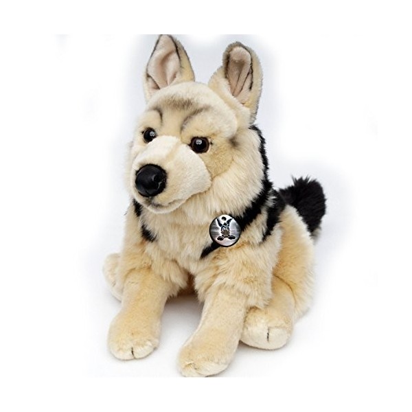 Kuscheltiere.biz Peluche berger allemand RIN TIN TIN TIN assis, Marron/Noir