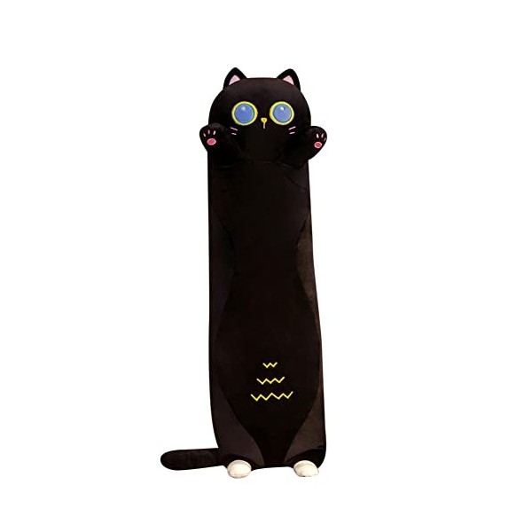 BYNYXI 110cm Chat en Peluche Long Coussin, Chat Kawaii en Peluche Oreiller Long Sommeil Oreiller en Peluche Étreignant Oreill