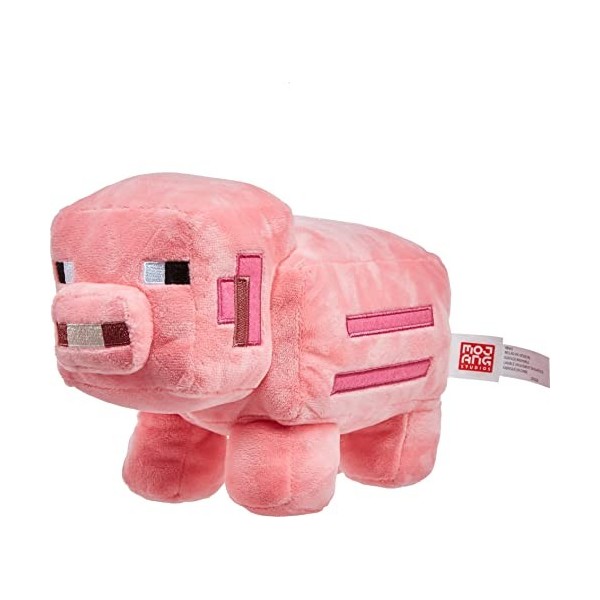 Minecraft Poupée Cochon en Peluche de 20,3 cm, Cadeau de Collection pour Les Fans de 3 Ans et Plus