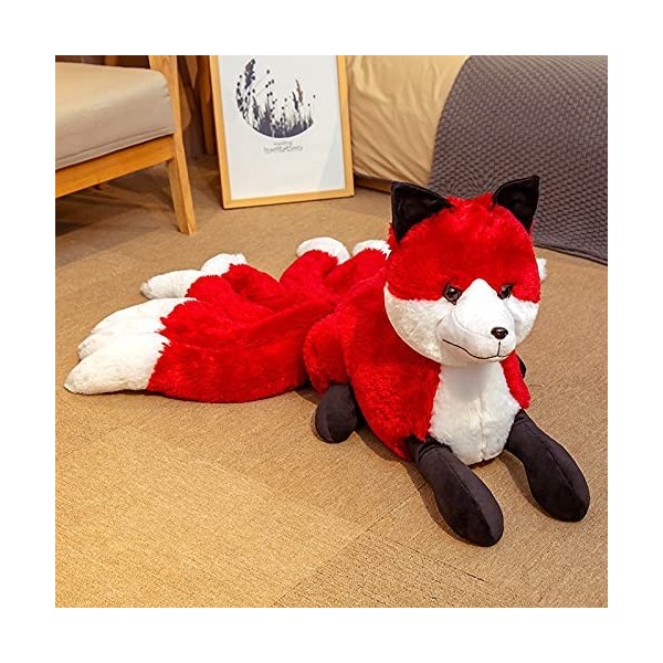 Ermano Peluche Jouet en Peluche de Renard à Neuf queues rempli danimaux Neuf poupées de cerf - Volant Rouge Cadeau réaliste 