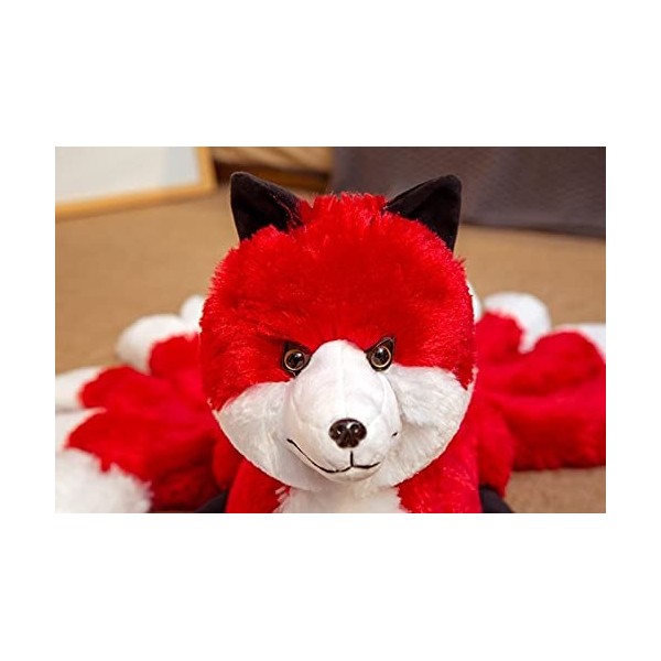 Ermano Peluche Jouet en Peluche de Renard à Neuf queues rempli danimaux Neuf poupées de cerf - Volant Rouge Cadeau réaliste 