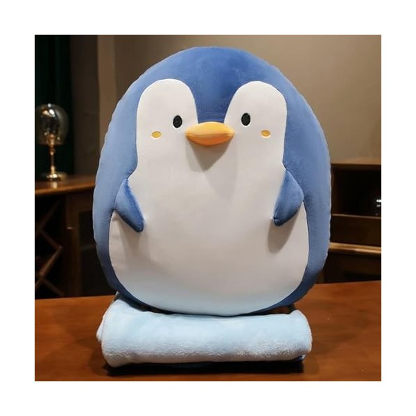 Peluche Kawaii Requin Pingouin Phoque Oreiller avec Couverture Mignon Peluche Animal poupée Tapis Jouet Enfants Cadeau d’Anni