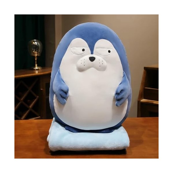 Peluche Kawaii Requin Pingouin Phoque Oreiller avec Couverture Mignon Peluche Animal poupée Tapis Jouet Enfants Cadeau d’Anni