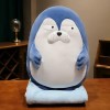 Peluche Kawaii Requin Pingouin Phoque Oreiller avec Couverture Mignon Peluche Animal poupée Tapis Jouet Enfants Cadeau d’Anni