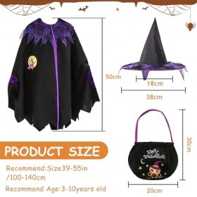 NHYDZSZ Costume de Sorcière Halloween pour Enfant, Costume de Sorcière Fille, Déguisement de Sorcière Cape Fille avec Sorcièr