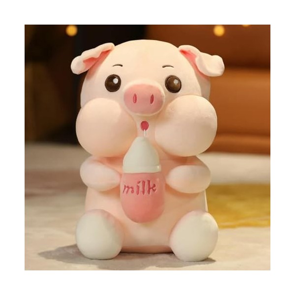 EacTEL Kawaii Peluche Cochon Poupée avec Bouteille Cochon Peluche Animal Peluche Enfants Chambre Décoration Jouet Enfants Cad