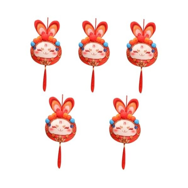 Totority 5 Pièces Pendentif De Poupée Lapin Porte-Bonheur 2023 Ornement du Festival du Printemps 2023 Décoration du Nouvel an