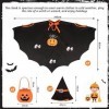 Costume dHalloween Enfant, Cape de Sorcière avec Chapeau, Cape de Sorcier Enfant, Citrouille Cape Halloween Deguisement, Cap