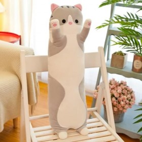 EacTEL Géant Kawaii Chat Mignon Créatif Chaton en Peluche Jouet Doux Bureau Pause Sieste Oreiller Cadeau Poupée Enfants Anniv