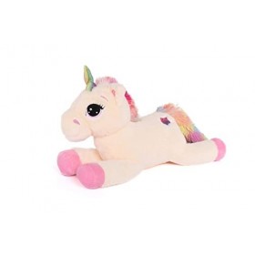Skylety 32 Pouces Animaux Licorne en Peluche Jouet Licorne Géante en Peluche Oreiller en Peluche Surdimensionné Beige Mignon 