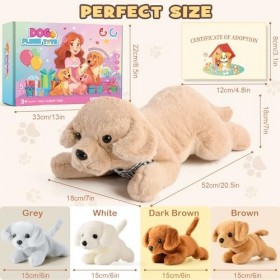 Tacobear Peluche Chien Cadeau Fille 3 4 5 6 7 8 Ans, Grand Chien avec 4 Bébés Chiots dans Le Ventre, Douce Oreiller Peluche A