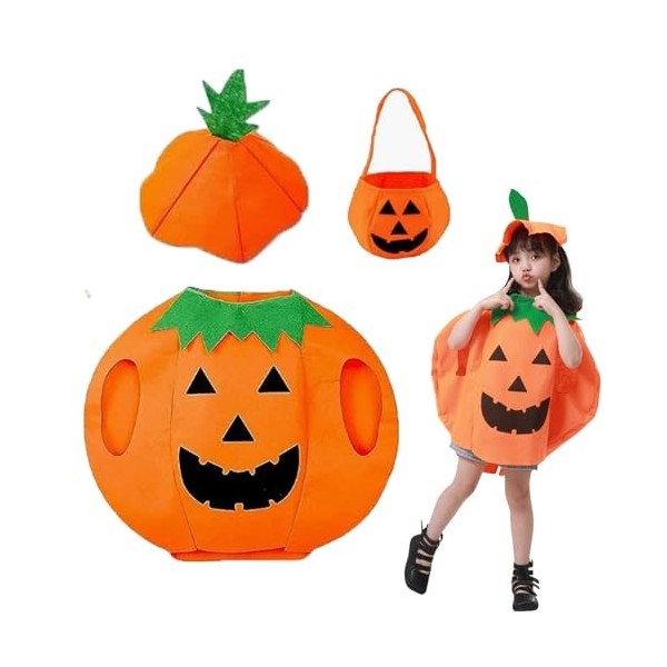 ACTOYS Costume Halloween Enfant, Cape de Sorcier Avec Chapeau et Citrouille  Sac de Bonbons, Cape Halloween Enfant, Deguisement Halloween Cosplay