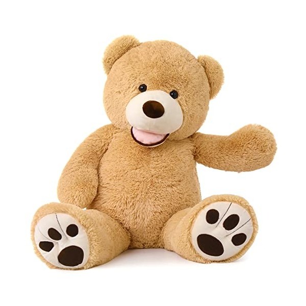 MorisMos Grand Ours en Peluche 90cm, Kawaii Nounours Geant Abricot, Geante Teddy Bear Douce, Idée Cadeau Noël pour Bebe Enfan