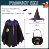 JIASHA Costume de Sorcière Dhalloween pour Enfants, Cape de sorcière pour Enfants Cape Fille avec Sorcière Chapeau, Déguisem