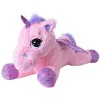 TE-Trend Cheval en Peluche Licorne Allongée 60cm Rose Ou Blanc avec Mauve Applications Et Aile - Blanc