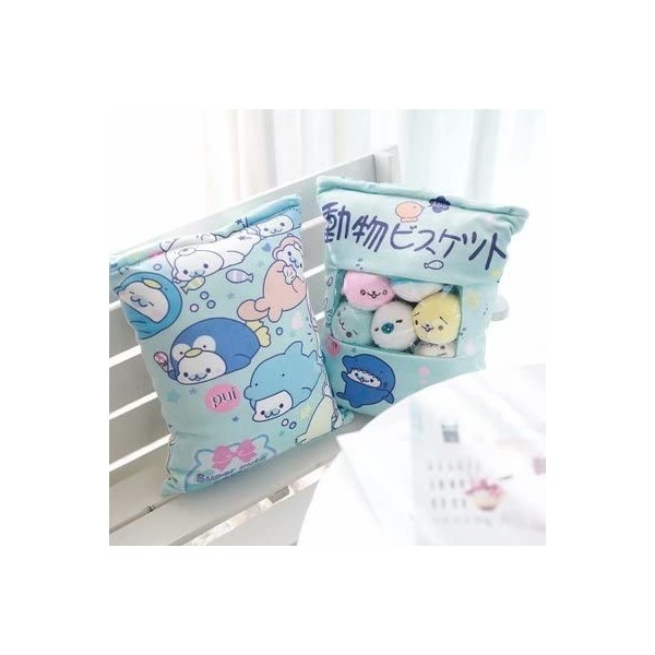 DACASO Un Sac de 8pcs Snack Pudding Soft Peluche Bear Cat Monster Peluche Pillow Creative Anime Throw Pillow Cartoon Doll Jou