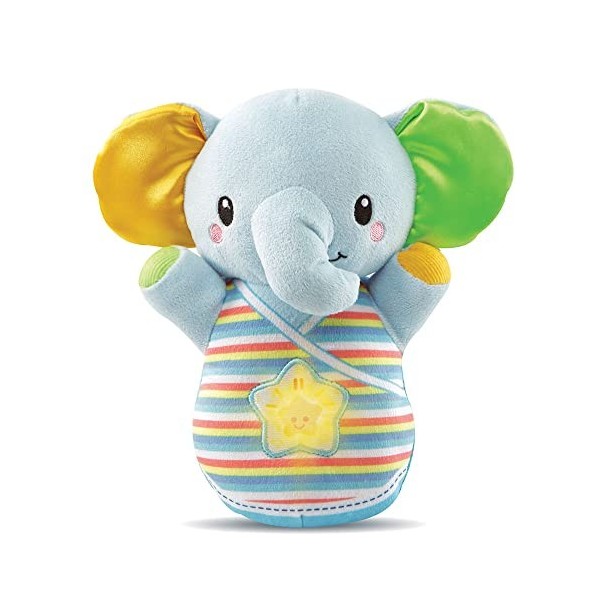 VTech - Éléphanteau Dodo Bleu, Peluche Éléphant Bébé Interactive et Apaisante, Veilleuse Musicale Nomade, Berceuses et Sons d