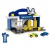 Theo Klein 3403 MICHELIN Service Station with 2 Cars , Wood I Incl Lifting Platform and Fuel Pumps I Compatible with Wooden T