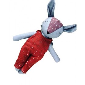 peluche en lin, FAON thème double gaze ROUILLE et pois doré, peluche, doudou, fabrication française, idée cadeau, liste de na