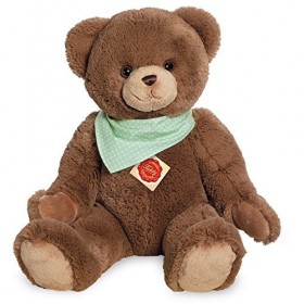 Teddy Hermann- Peluche-Teddy avec Un Chiffon, 913115, Chocolat/Brun, 50 cm