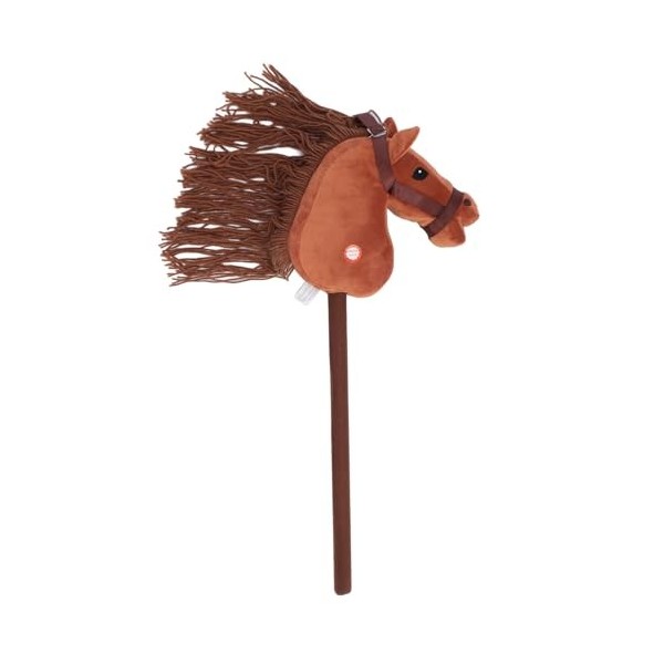 Fockety Bâton Déquitation de 28 Pouces, Cheval Dextérieur avec Roues en Bois, Véritable Poney Hennissant et Sons de Galop, 