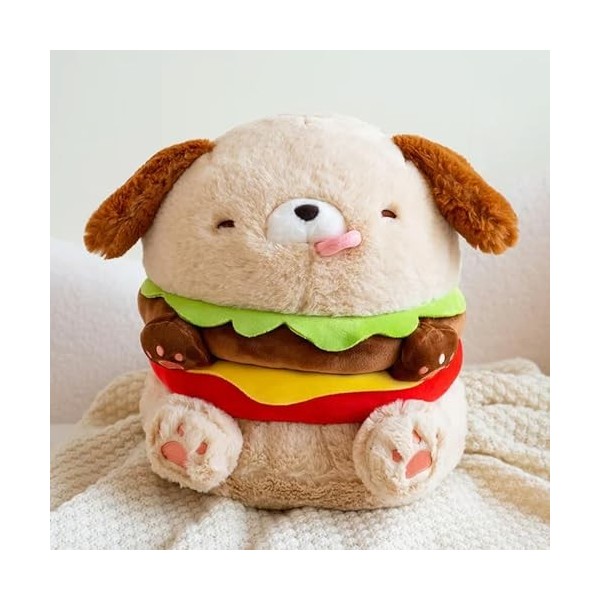 Hamburger Chien Peluche Jouet en Peluche Burger Chiot Oreiller canapé Coussin Mignon Chambre lit décoration Enfants Cadeau d’