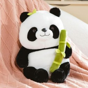 SaruEL Panda en Peluche avec Bambou Animal Poupée en Peluche Douce Cadeau de Noël d’Anniversaire Jouets en Peluche pour Enfan