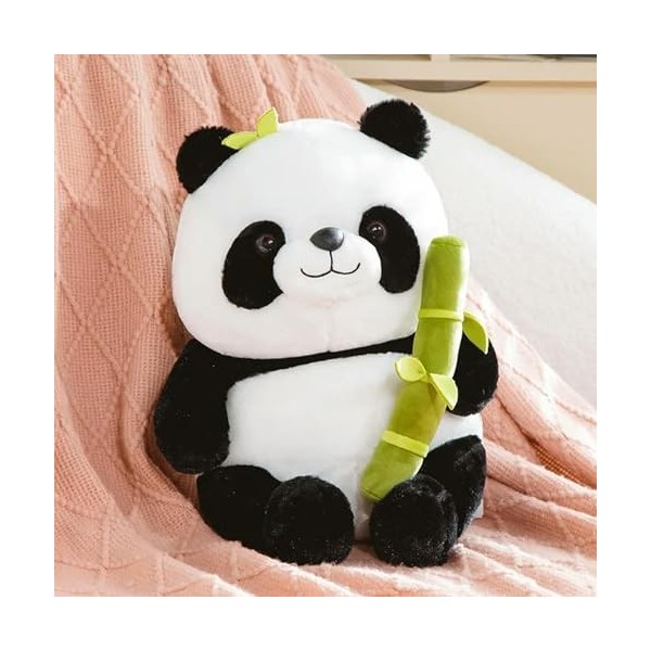 SaruEL Panda en Peluche avec Bambou Animal Poupée en Peluche Douce Cadeau de Noël d’Anniversaire Jouets en Peluche pour Enfan